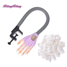 Salon Nail Art Equipment Practice Hand And 100PCS Manicure Nail Tips Flexible Fake Human Fingers Personal Nail Trainer