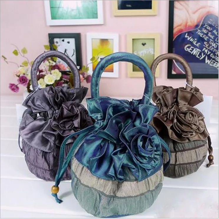 

Mini Portable Models Change Drawstring Wallets Flowers Hand Carry Handle Packet