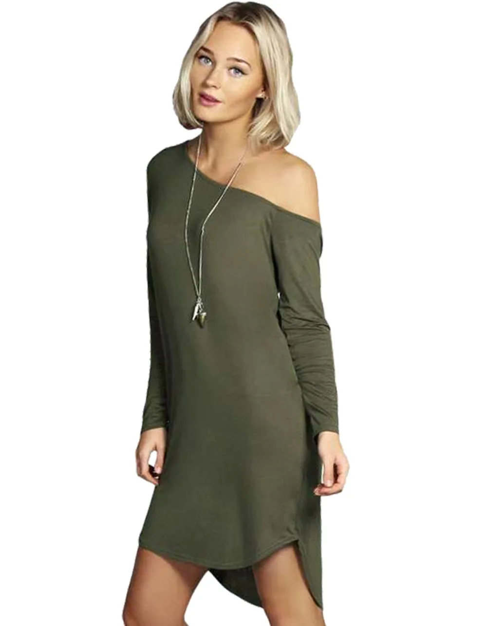 Stylish font b Women b font font b Sexy b font Single Shoulder Slash Neck Irregular