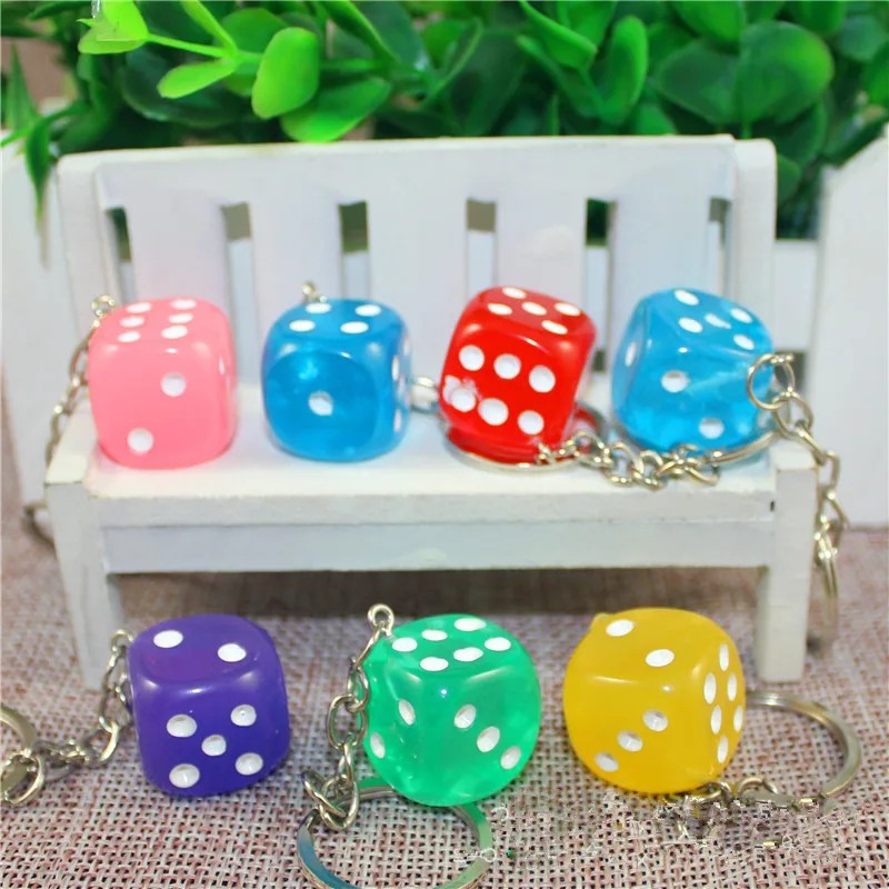

5pcs/lot Resin Cute 3-D Dice Keychain, Simulation Pendant Key Ring, Promotion Gift, Personality, creative gift