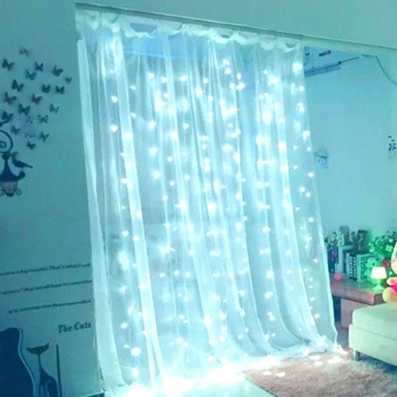 

3Mx3M LED EU Plug 220V US Plug 110V Fairy Led String Light For Christmas Party Garland Curtain Wedding Decoration Twinkle Light