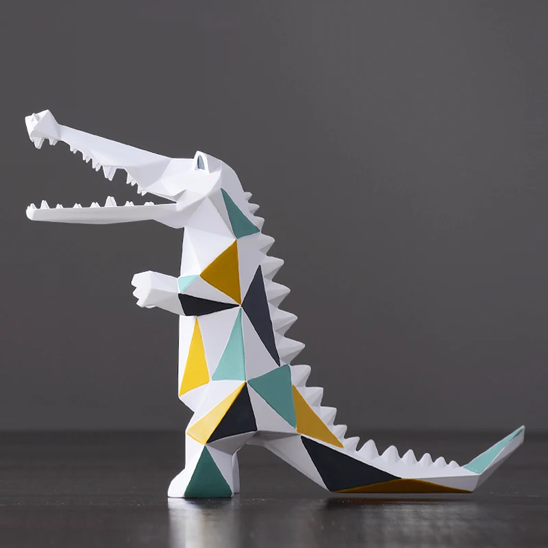 

Modern abstract art crocodile decorative ornaments Creative geometric square element home decoration craft sculpture