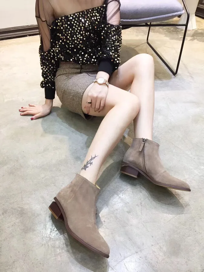 Mode De Gris En Catwalk Casual Femmes Cuir À Automne argent Bottes Cheville Pointu Bas Talons Chaussons Argent 2018 Chelsea tAqw8Fx