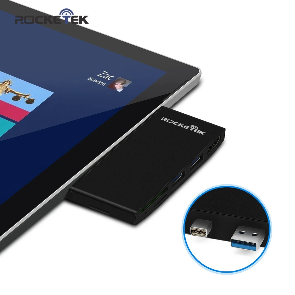 

Rocketek usb 3.0 memory card reader HUB 4K HDMI adapter for SD/TF micro SD Microfoft Surface Pro 3/4/5 computer accessories