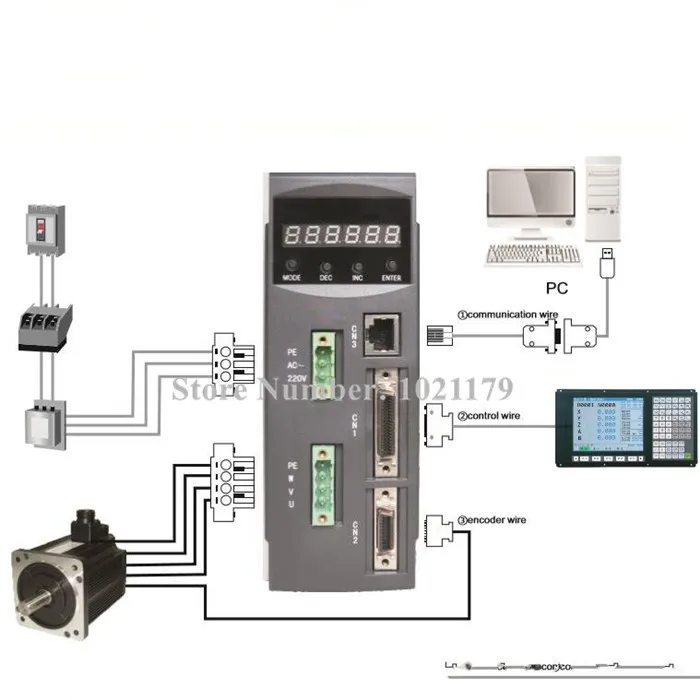 AC220V 400 Вт-750 Вт ЧПУ серводвигатель+ 1.3N.m 2.5A 60 мм 400 Вт серводвигатель переменного тока+ 3 метэ кабель для ЧПУ