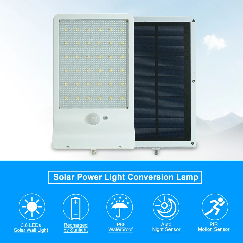 

36 LEDs Outdoor Solar Sensor LED Light PIR Motion Sensor Security Wall Lamp for Patio Deck Yard Garden Path Driveway Stairs