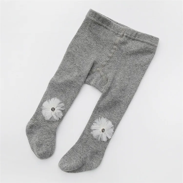 Fashionable lace flowers girls pantyhoses baby cotton dancing pantyhose girls white black gray pink pantyhose 01-3