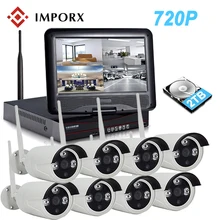 Imporx 720 P 8CH Беспроводной NVR Kit 10 «ЖК-дисплей монитор Экран 1.0MP IP Камера открытый P2P Wi-Fi видеонаблюдения системы комплект видеонаблюдения