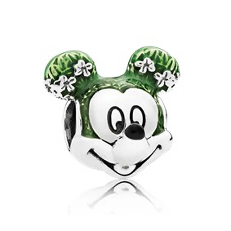 

Authentic 925 Sterling Silver DIY Jewelry Fit Pandora Bracelet Bangle Mickey Epcot Charm with Black and Green Enamel