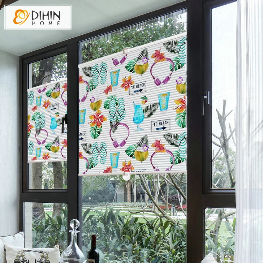 

Modern Printed Curtain Window Curtain Half/Full Blackout Cellular Honeycomb Blinds Shades For Living Room Customize Curtains