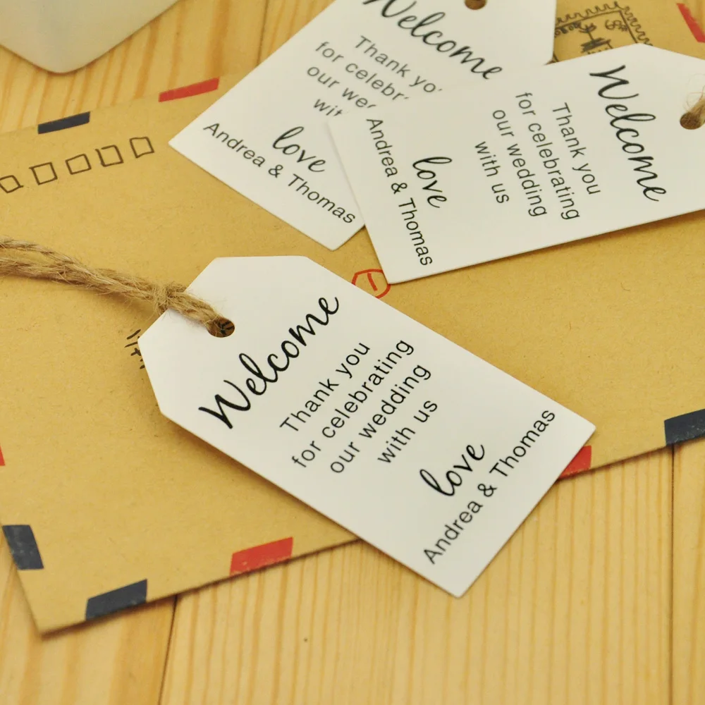 100pcs Kraft Paper, Personalized Wedding Tag, Bag