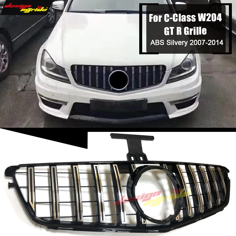 Передняя решетка подходит для Mercedes C class W204 C204 S204 GTS Style ABS Silver Sports Bumper grill 2007 14 C180 C250