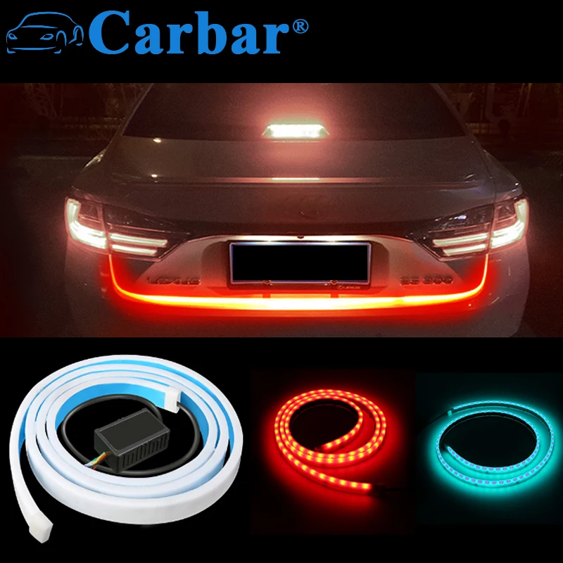 

120cm LED Dynamic Streamer Blue & Red & Yellow Turn Signal Tail Box Trunk Lights Luggage Compartment Tailgate LED Warning Lamp