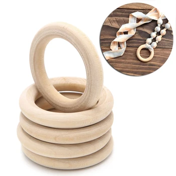 

35/45/50/65/100mm Natural Wood DIY Wooden Beads Connectors Circles Rings Beads Lead-Free