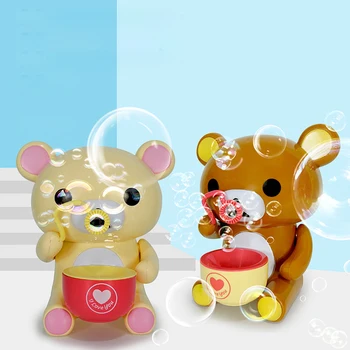 

Electric Bubble Bubbles Machine for Kids Bear Automatic Blowing Baby Funny Cartoon Outdoor Interactive Bubble Gun Toys for Child