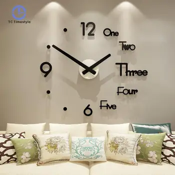 

3D Wall Clock Sticker Home Decoration Accessories Modern Wall Clocks Large Size DIY Watches Decor For Livingroom