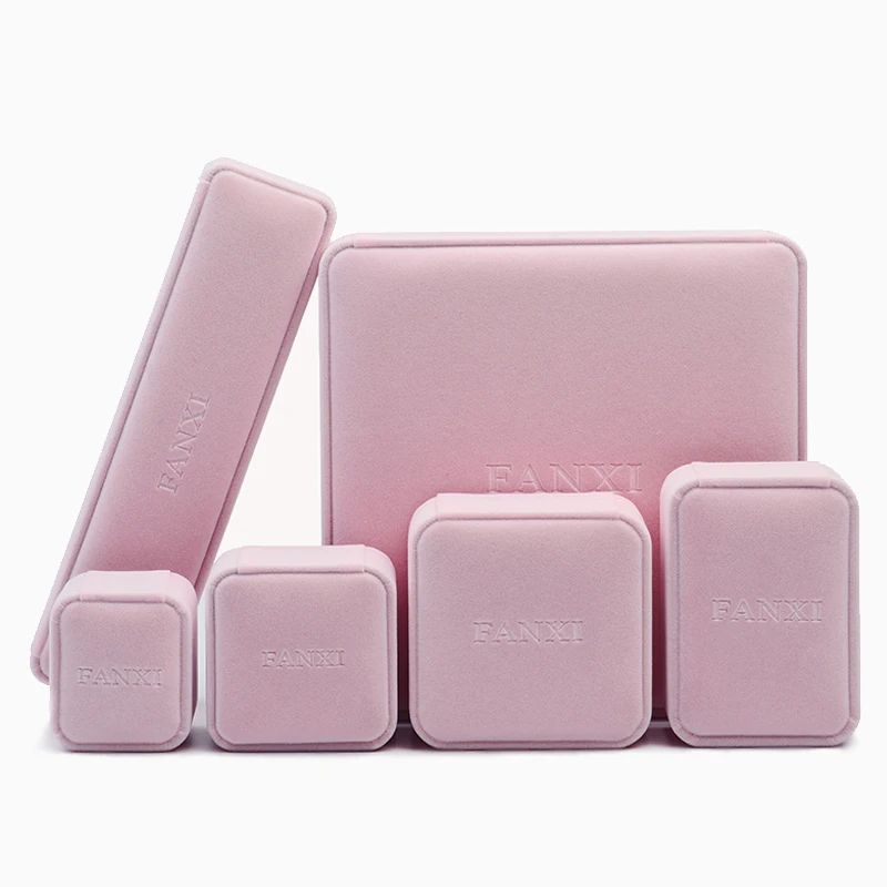 Romantic Jewelry Gift Box Pink Velvet Jewelry Collection Package Showcase Ring box long chain box Jewelry Packaging
