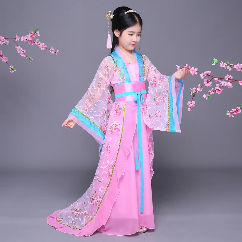 Древний китайский костюм, китайский, традиционный для девочек Детский костюм для вечеринок в народном стиле Танцы детей оперы дети династии ming Тан в Корейском стиле костюм ханьфу - Цвет: Pink