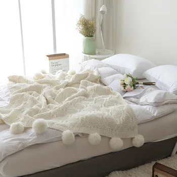

Knitted Blanket Bed Banket 100% Cotton Super Soft Blanket on the bed / Sofa Blanket 130*160cm Nordic air conditioning blanket