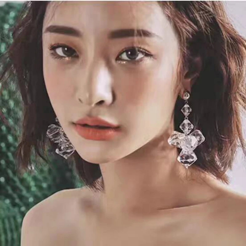 font b Luxury b font font b Crystal b font Drop Earrings Fashion Statement Water