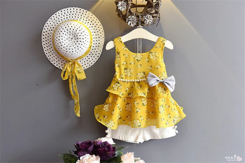 Модный комплект одежды для девочек; летняя Однотонная рубашка с оборками и юбка с ананасом; модный костюм для маленьких девочек; детский классический комплект одежды