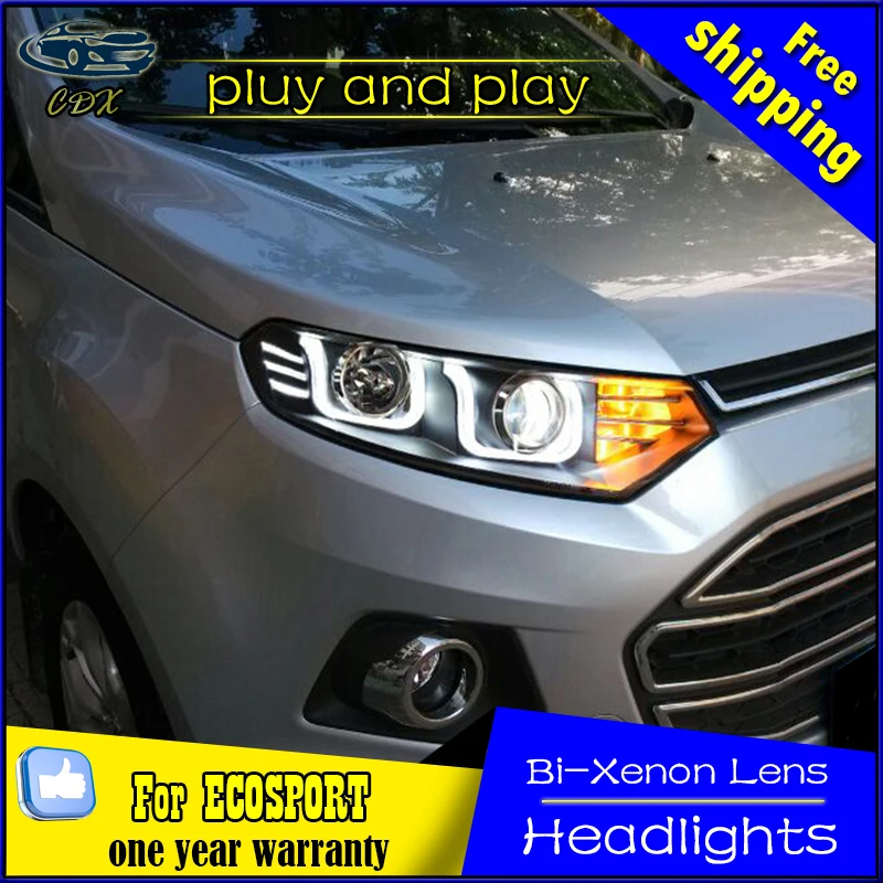 Free Shipping Car Styling for Ford Ecosport Headlights 2014 2015 LED