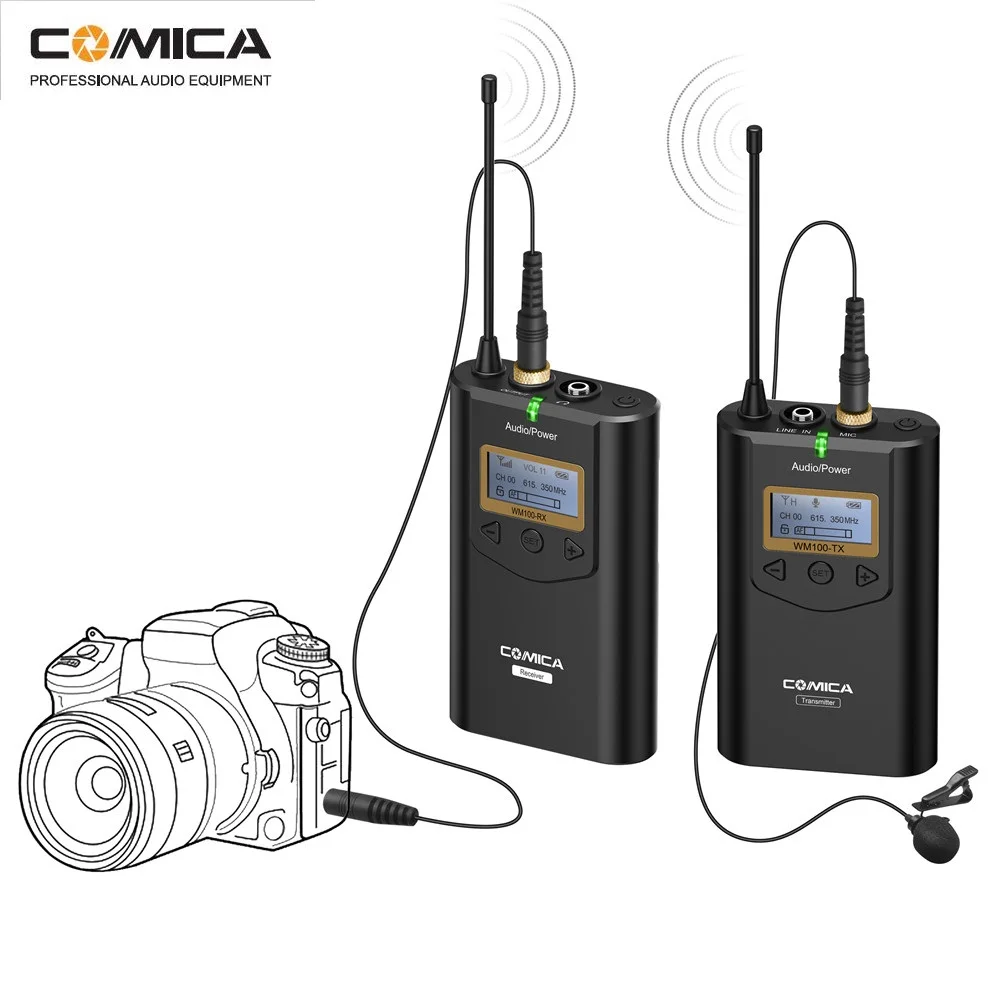 

COMICA CVM-WM100 Professional UHF 48 Channels Omni-directional Wireless Lavalier Microphone System for Canon Nikon Sony Panasoni