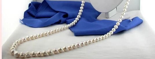 

0001892 Long Big 50" 12-13mm white freshwater pearl necklace magnet clasp AAA