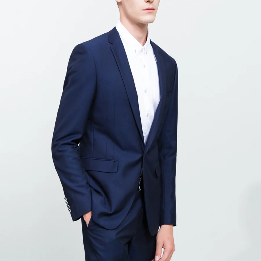 Navy Blue Business Suit Slim Fit for Men Groom Wedding Suits Prom Party Suits 2 Pieces (Jacket+Pants ) Terno Masculino Men Suit
