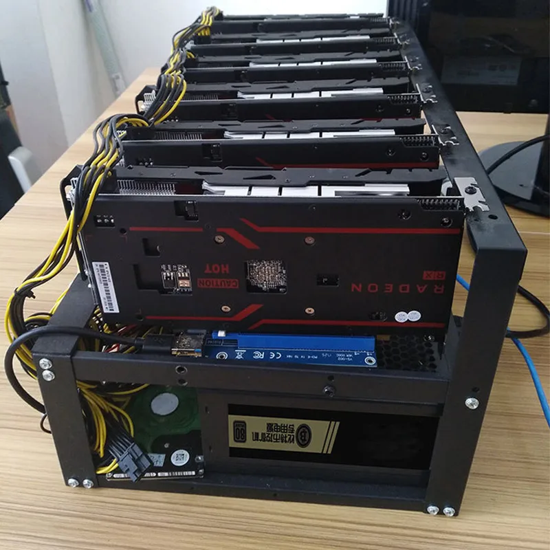 New Steel Coin Open Air Miner Mining Frame Rig Case Up to 6 GPU BTC LTC ETH Ethereum New QJY99