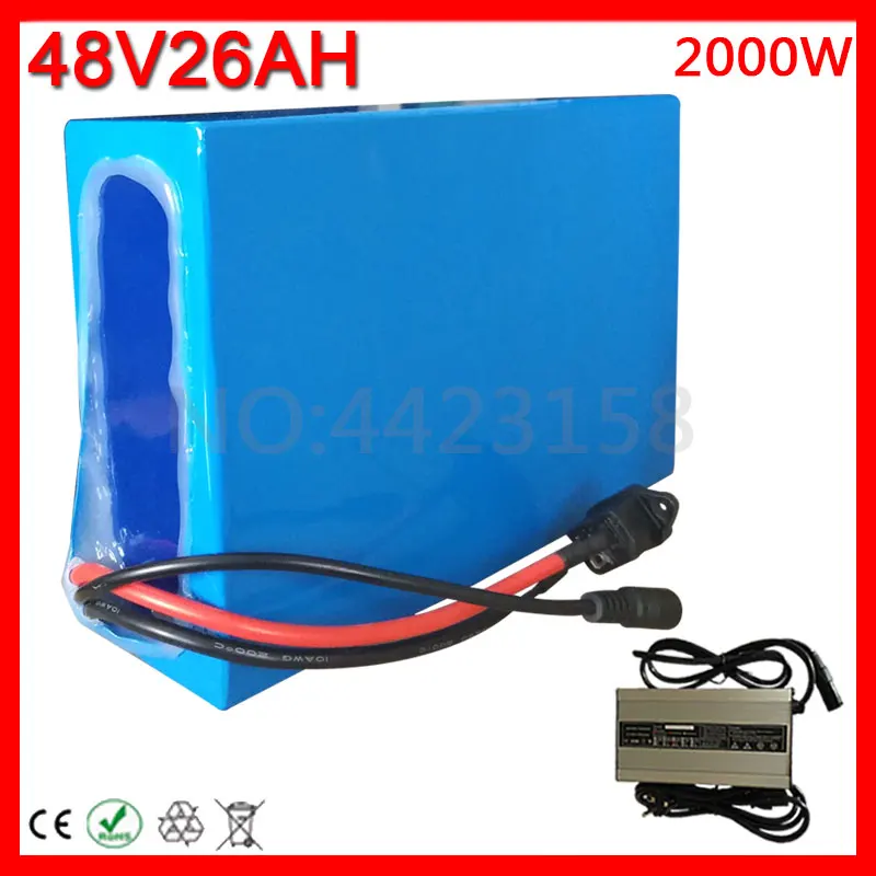 48V 1000W 2000W литий ионный аккумулятор 26AH Электрический велосипед батарея 48v 26ah