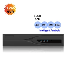 H.265 HD 6mp интеллектуальная сеть видеомагнитофон POE NVR 4 K HDMI 1080 P VGA Распознавание лиц периметр обнаружения P2P 29 языков