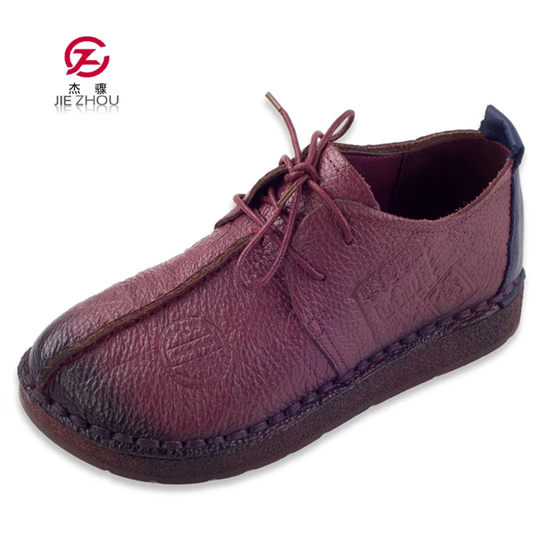 Vente Mode Rétro à La Main À Coudre Chaussures Femmes Appartements En Cuir Véritable Fond Mou Femmes Chaussures Doux Confortable Casual Chaussures Femme Mocassins