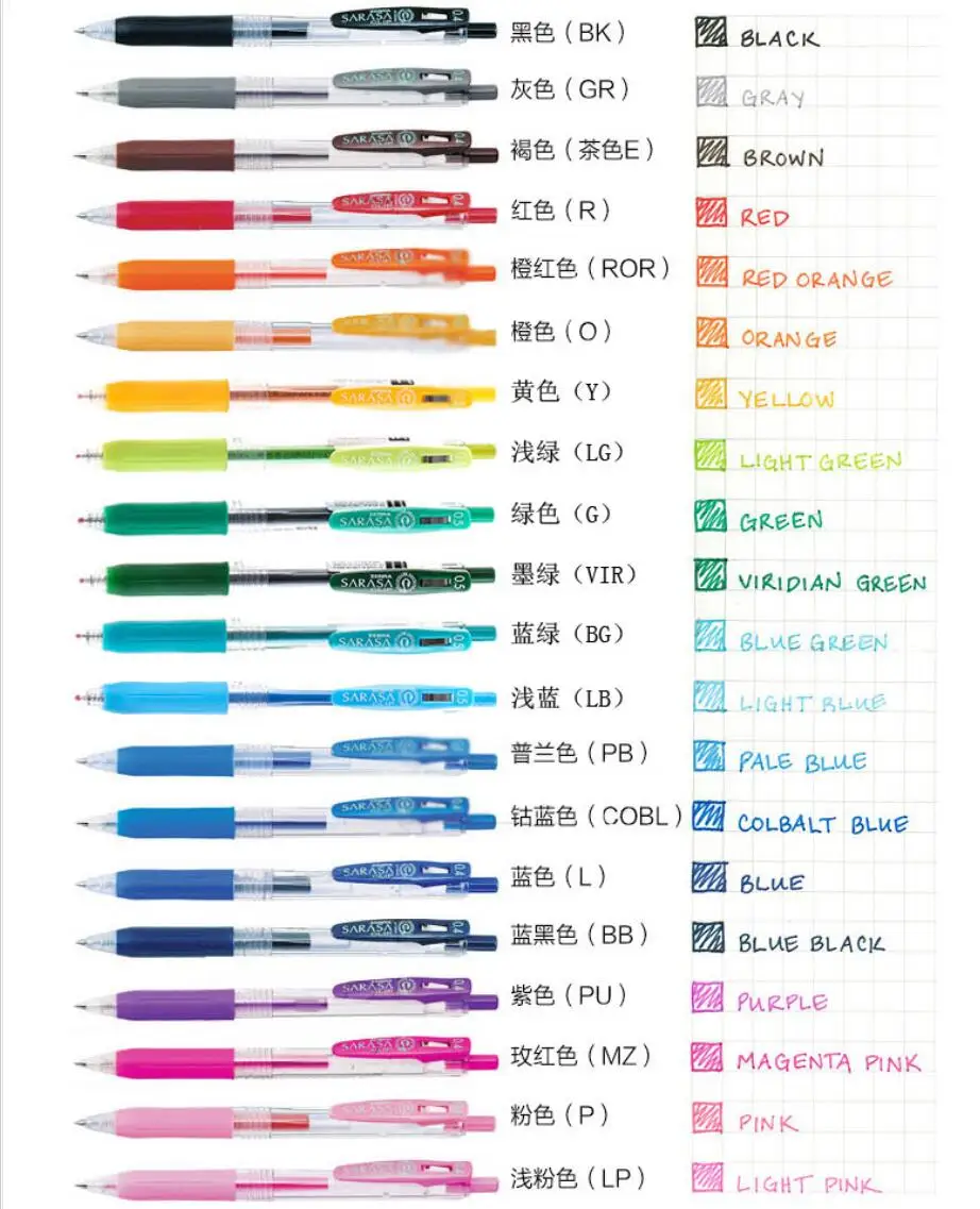 20 цветов/набор Япония Зебра SARASA JJ15 гелевая ручка для рисования маркерная ручка офисные школьные принадлежности 0,5 мм