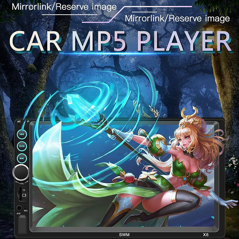 

7" 12V HD Screen Bluetooth Car MP5 Player Video Audio FM Radio Rearview Camera Phone Connect Car Displayer with Colorful Light