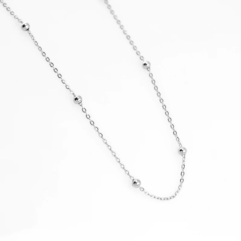 Stainless Steel 1.2mm Silver Rolo Link Chain Necklace With Space Ball Sell In 5 Meters No Clasp Chains Factory Outlet