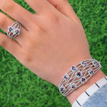 

GODKI BIG Luxury 3pcs EARRING Bangle Ring Sets For Women Wedding Cubic Zircon Crystal Engagement DUBAI Bridal Jewelry Sets 2019