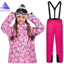 Лыжный костюм для девочек, водонепроницаемые штаны+ куртка, комплект для сноуборда, зимняя спортивная туристическая одежда для кемпинга, зимняя куртка для девочек, теплая одежда