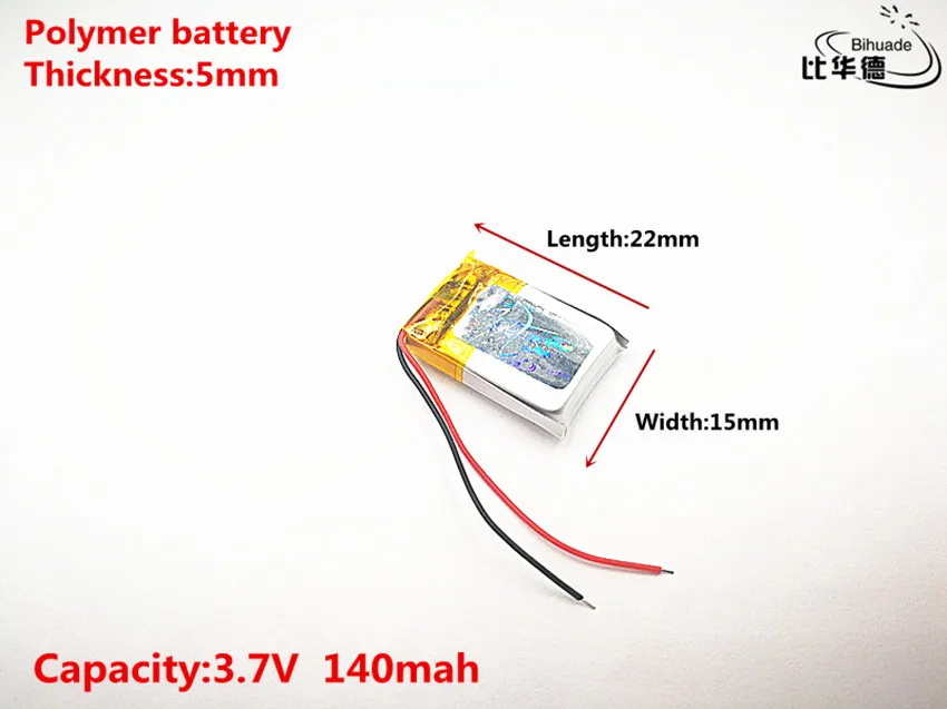 Хорошего качества 3,7 в, 140 мАч, 501522 полимерный литий-ионный/литий-ионный аккумулятор для игрушек, банка питания, gps, mp3, mp4