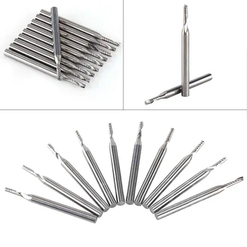 

10pcs 1/8 Inch 2mm Carbide Drill Bit End Mill Cutter Set CNC 1 Flute Router Tool
