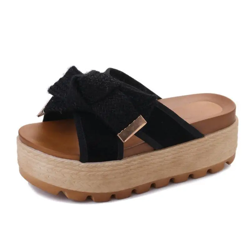 

2018 Summer New Slippers Female Thick-soled Casual Bow Women Slippers.