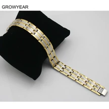Silver Color Gold color Two Tone Link Chain Bangle Men Jewelry Stainless Steel Germanium Energy Health