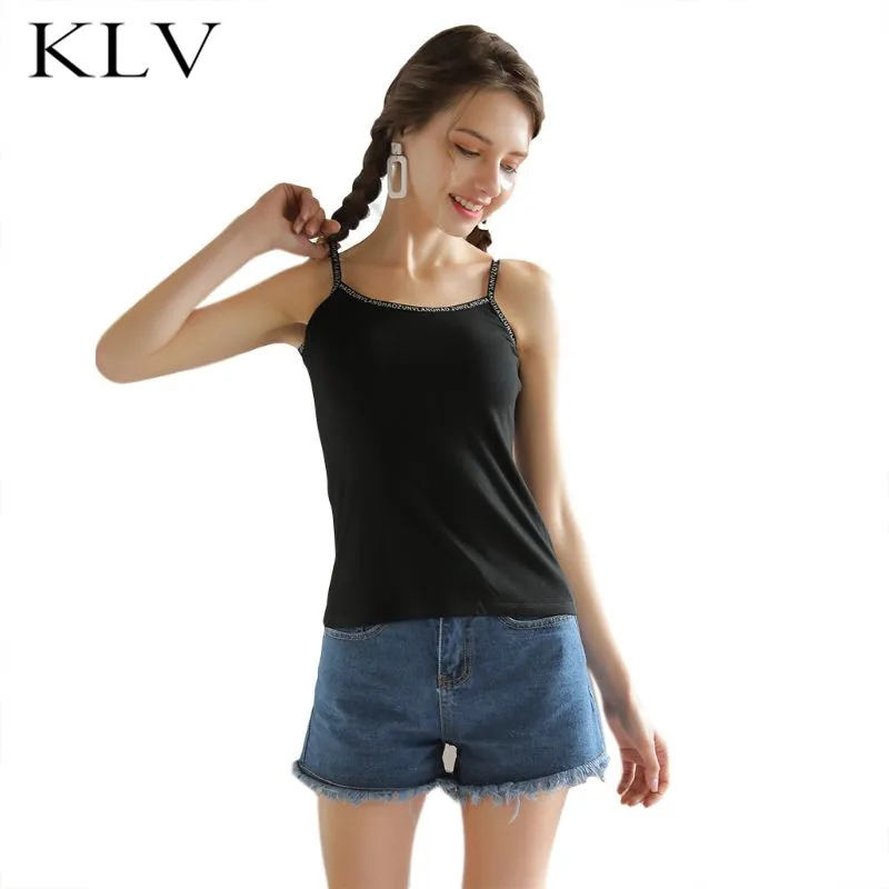 

Women Summer Letters Print Spaghetti Strap Tank Top Solid Color Thread Ribbed Camisole Casual Scoop Neck Slim Fit Baselayer Vest