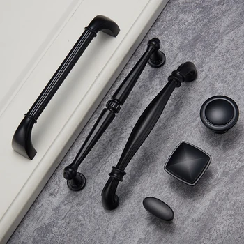 Black Zinc Alloy Cabinet Knobs and Handles Drawer Knobs Handles for Furniture Kitchen Handle Knobs and Pulls for Cabinets