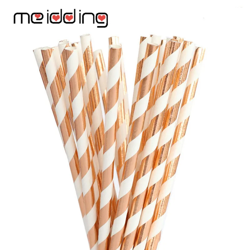 

Wedding Party Decoration Disposable Tableware Rose Gold Twill Straw Birthday Party Bachelorette Party Decoration Supplies