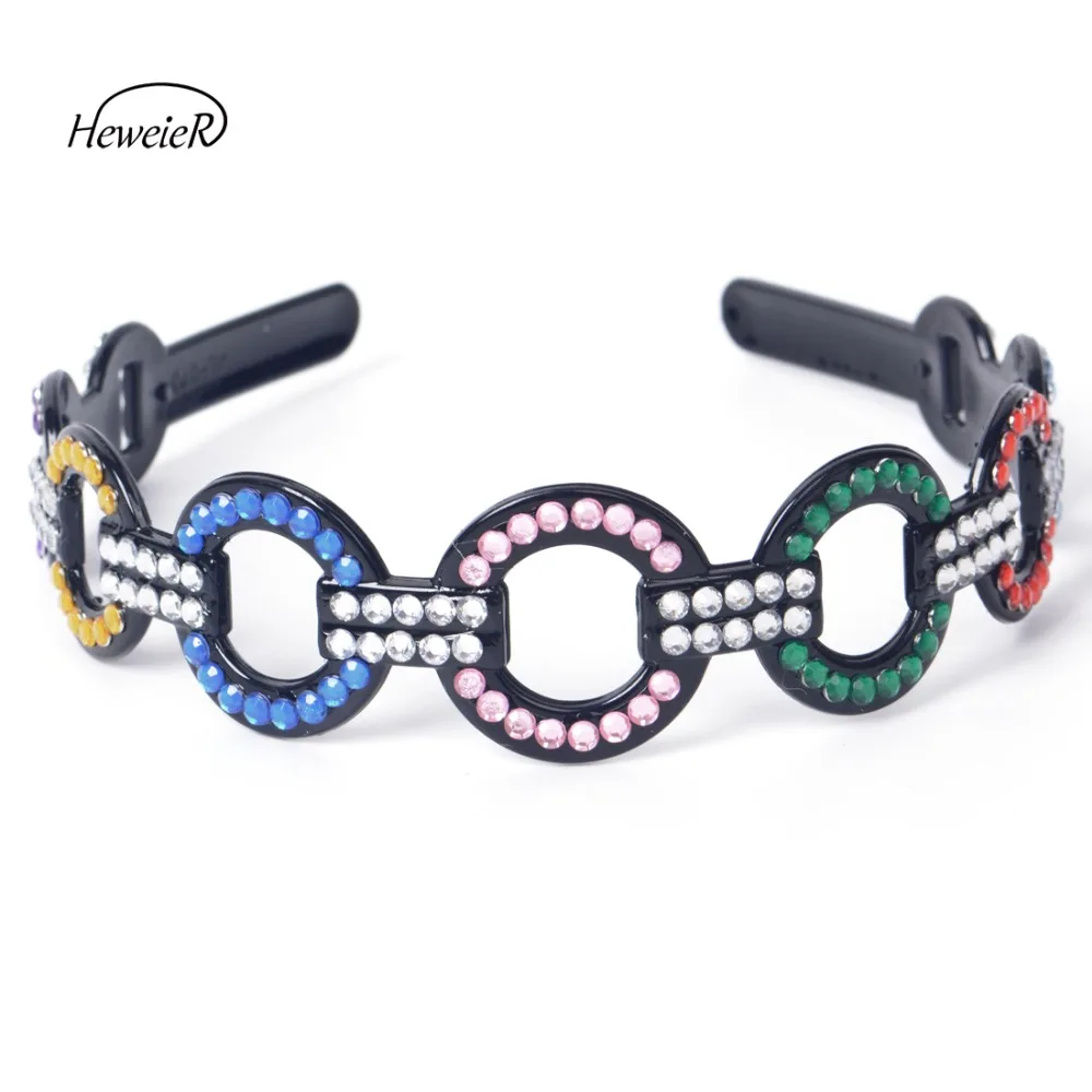 

New Fashion Plastic Colorful Rhinestone Crystal Stone Hollow Hairband Headband Hair Clip Band Women Headwear Accessories