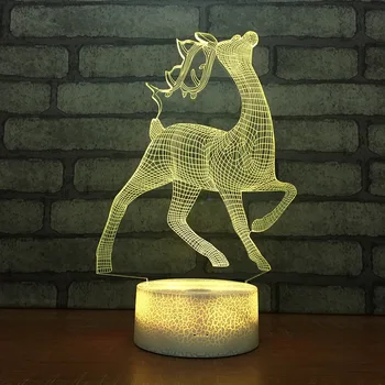 

Christmas Deer Small Night Desk Light Led Creative Colorful Gift Table Lamp For Bedroom Bedroom Decoration 3d Visual Light