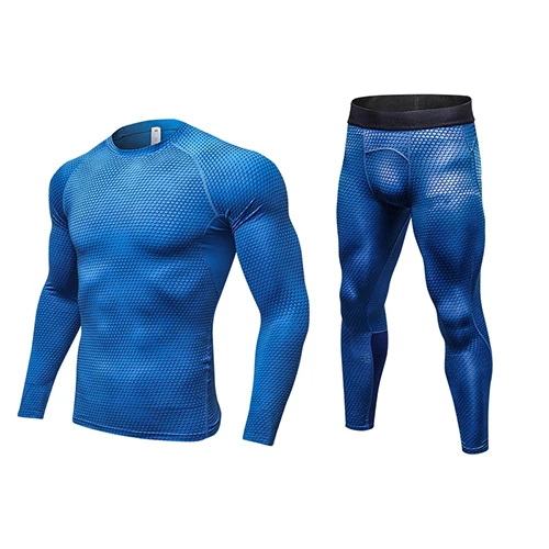 Ярд компрессионный костюм Фитнес Tight комплект для бега футболка леггинсы для женщин для мужчин спортивная тренажерный зал спортивный костюм костюм мужской спортивный - Цвет: 40104029bue