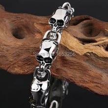 Модный дизайн, специальный Байкерский браслет-цепочка с черепом из нержавеющей стали для женщин и мужчин, ювелирные изделия 9 мм 8,66 дюйма