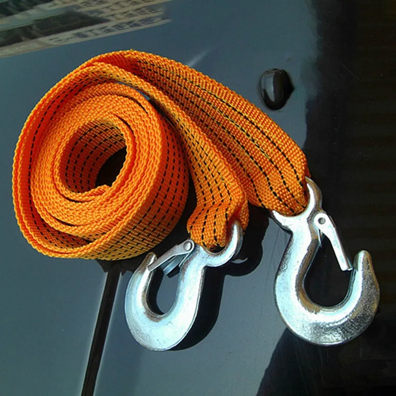 3 тонны 4 метра Flsorescence универсальный автомобильный буксировочный кабель буксировочный ремень веревка грузовик Тяговая веревка с кованые железные крючки